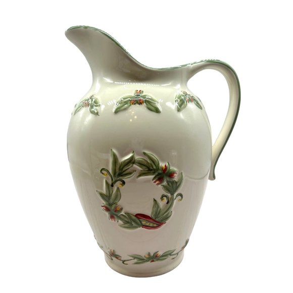 Ceramic Pitcher Wreath Flowers A Special Place 2002 Holiday Kitchen Home Decor - Picture 2 of 6